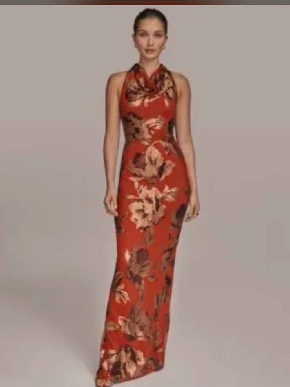 NWT Donna Karan Women's Floral Sequined Sleeveless Cowlneck Gown
Size 12